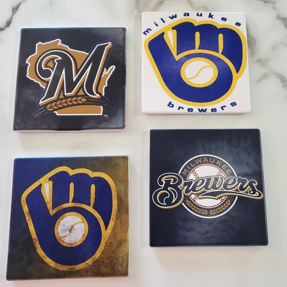 Milwaukee Brewers 4 Pack Sandstone Coasters - Picture 1 of 9